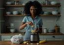 Woman Preparing Banana Smoothie in Modern Kitchen