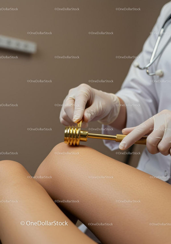 Physiotherapy Session Using Gold Massage Roller on Leg