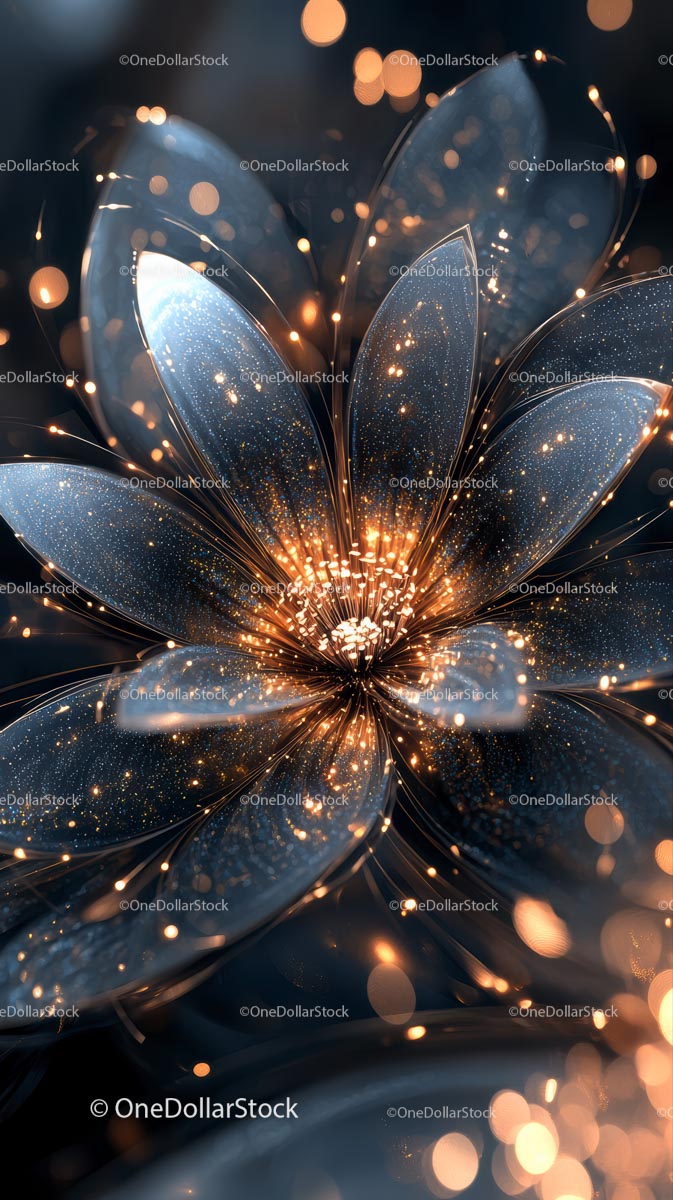 Beautiful Sparkling Light Explosion with Glass Petals