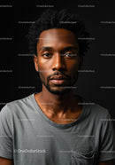 Portrait of thoughtful young man in casual t-shirt