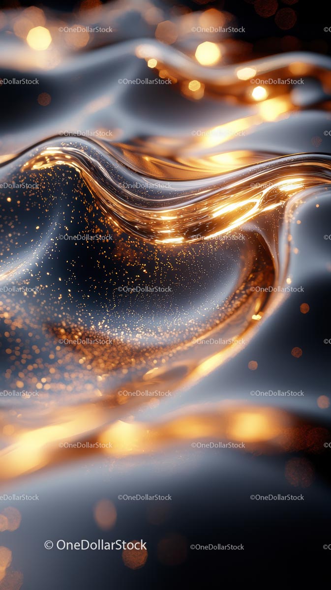 Luxurious Abstract Gold and Silver Flowing Metallic Surface