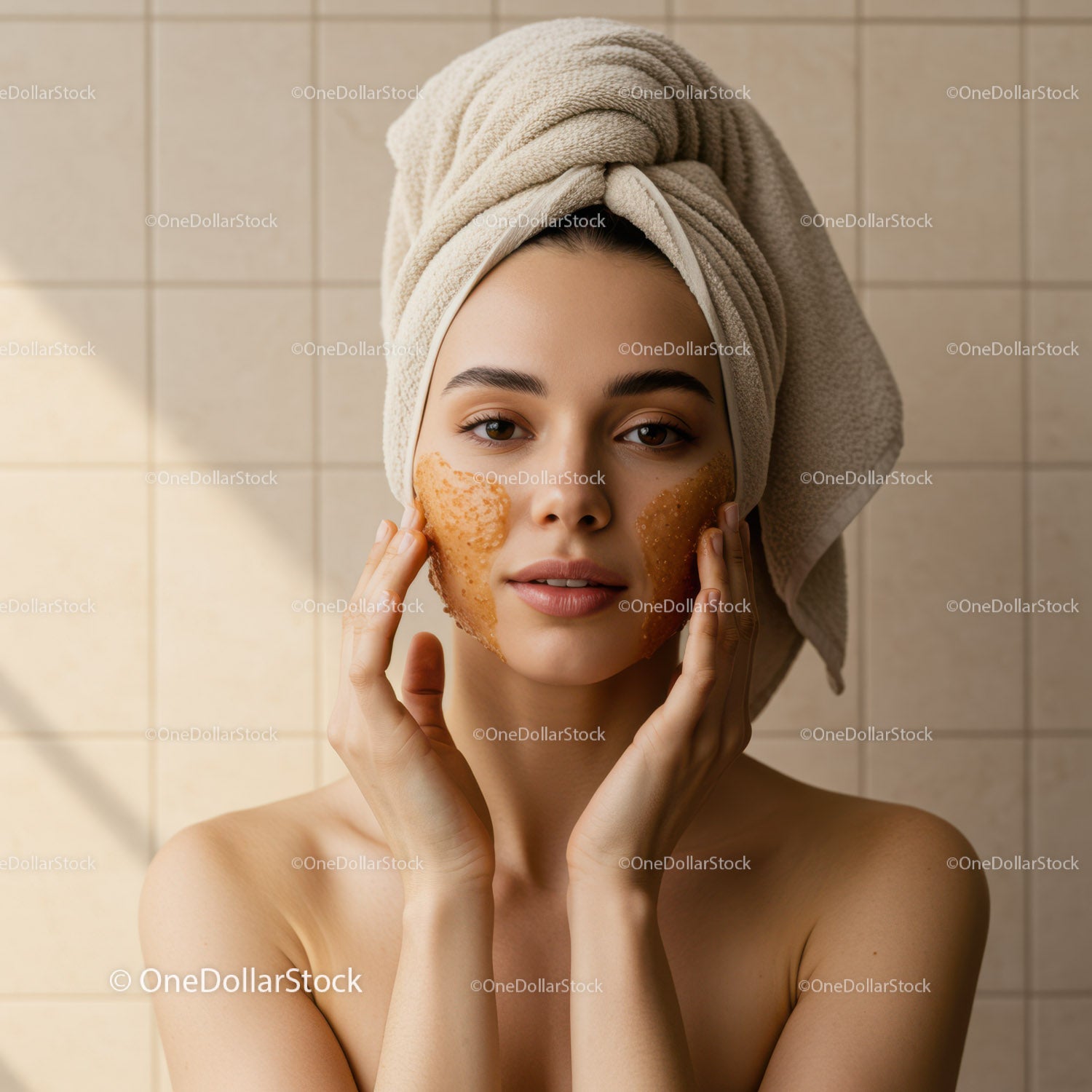 Młoda kobieta nakładająca maseczkę ziołową podczas zabiegu w spa