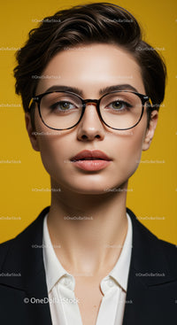 Confident Businesswoman Wearing Glasses in Formal Attire