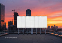 City Skyline with Skyscrapers and Sunset Sky
