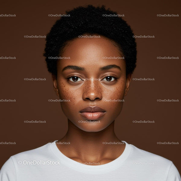 Beautiful Woman Portrait with Natural Makeup and Curly Hair