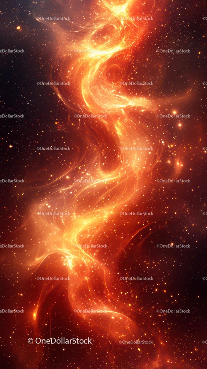 Vibrant Fire and Space Nebula with Cosmic Energy and Light Show