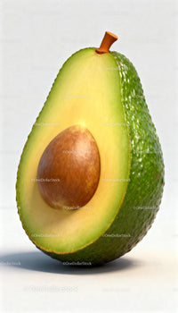 Fresh ripe avocado half with seed on light background