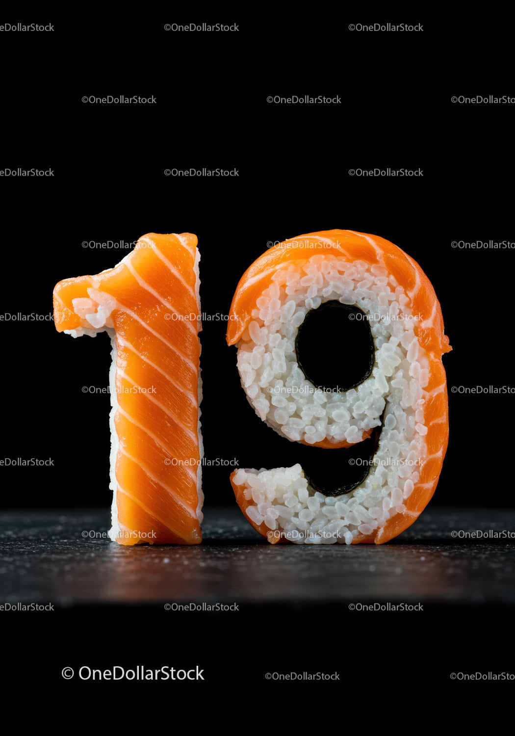 Numer 19 Wykonane z sushi z łososiem i ryżem