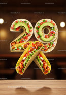Tasty Chicken Tacos Forming Number Twenty Nine