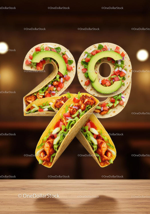 Tasty Chicken Tacos Forming Number Twenty Nine