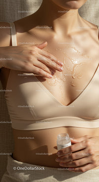 Close-Up of Woman Moisturizing Skin with Skincare Product