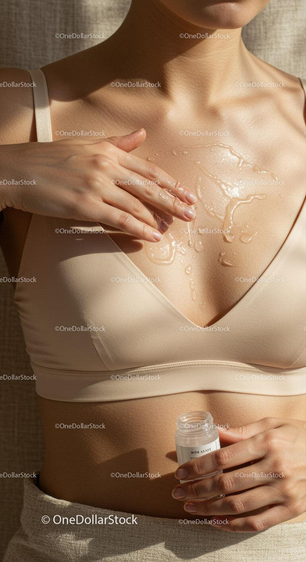 Close-Up of Woman Moisturizing Skin with Skincare Product