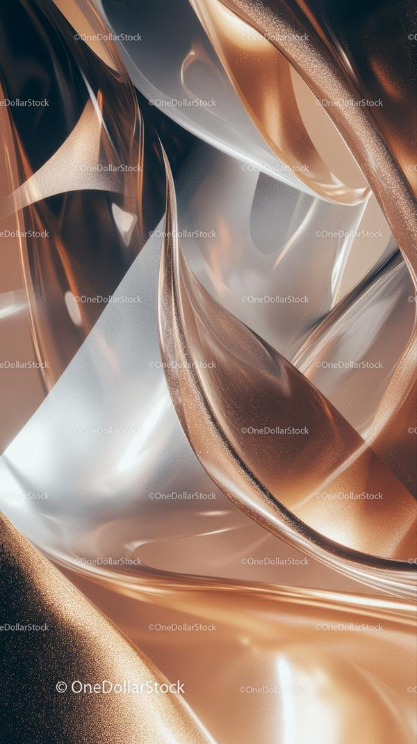 Abstrakcyjne Metaliczne Fale w Odcieniach Srebra i Miedzi