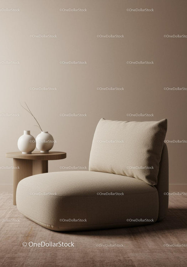 Elegant Beige Armchair in Cozy Minimalist Interior