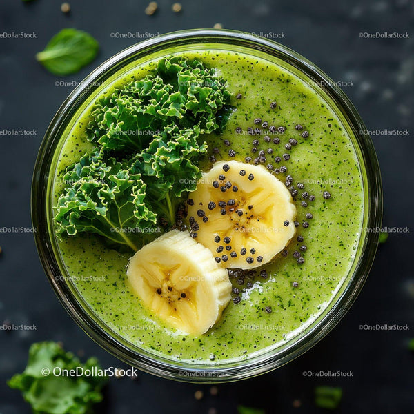 Green Smoothie with Kiwi and Kale for Healthy Lifestyle