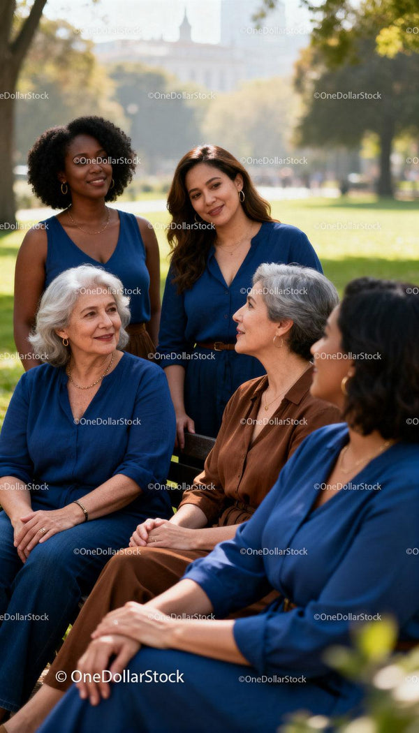 Multigenerational women connecting in sunny park