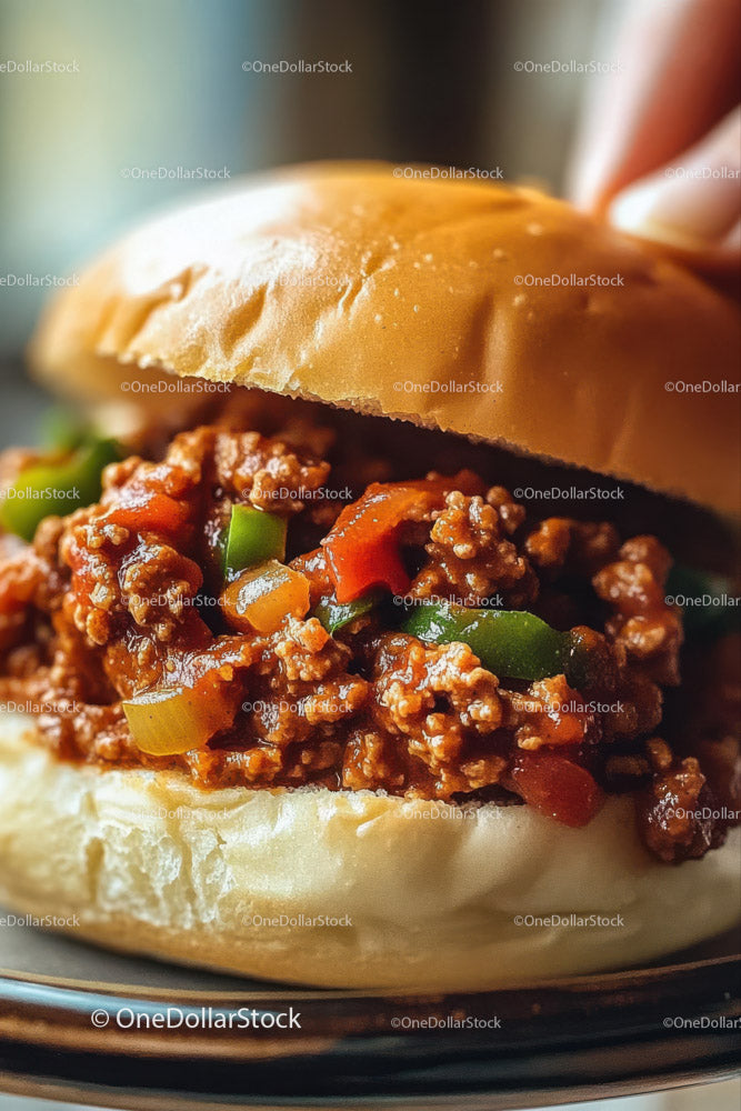 Soczysta kanapka Sloppy Joe z mieloną wołowiną w miękkiej bułce