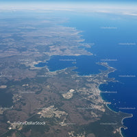 Aerial View of Scenic Lakes and Coastal Landscape with Boats and Forests