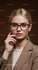 Elegant Business Portrait of a Confident Woman with Glasses