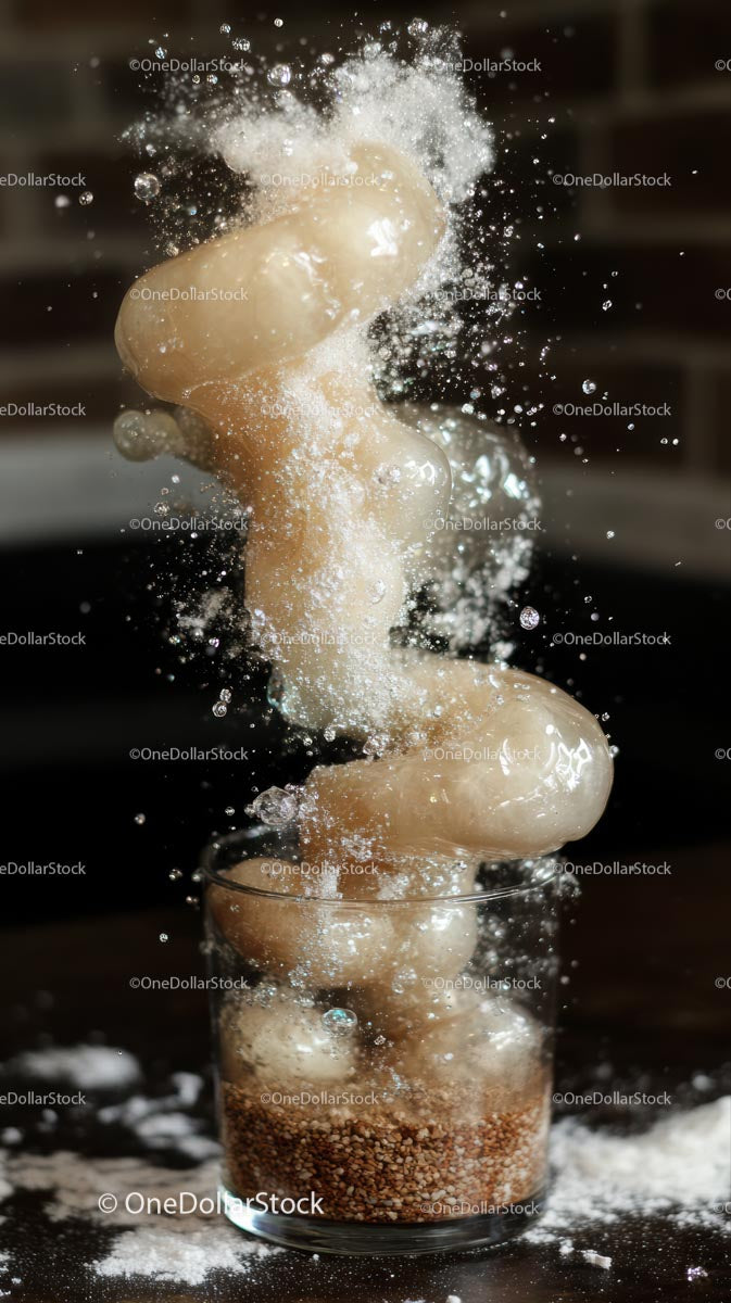 Close-up of Dough Rising with Flour Dust in Kitchen