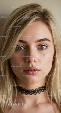 Young Woman with Blonde Hair and Green Eyes in Natural Light