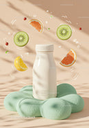 Minimalist white bottle with fresh fruit slices