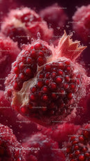 Close-up of Juicy Ripe Pomegranate with Red Seeds