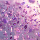 Purple Musical Notes and Confetti in Celebration Scene