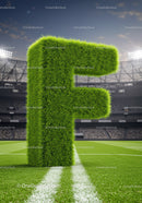 Green Grass Letter F Standing on Sports Field