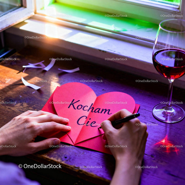 Handwriting Love Letter on Heart-Shaped Paper Near Window