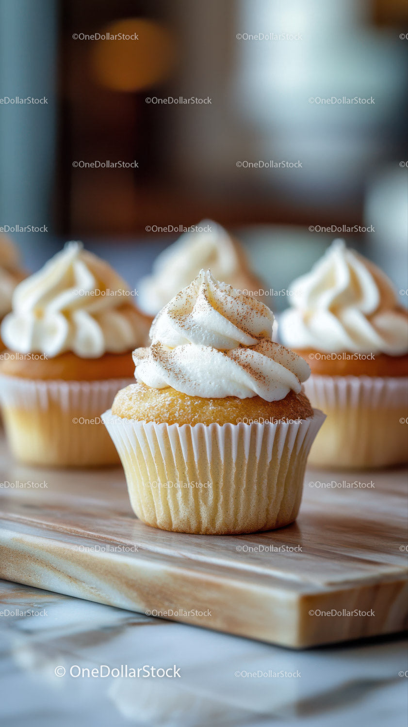 Vanilla Cupcake with Raspberry Topping on Black Serving Plate