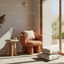 Cozy modern armchair in bright minimalist living space