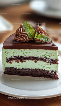 Chocolate Mint Cake with Green Mousse and Chocolate Layers