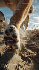 Close-up of a Curious Puppy Running Outdoors on a Dusty Path