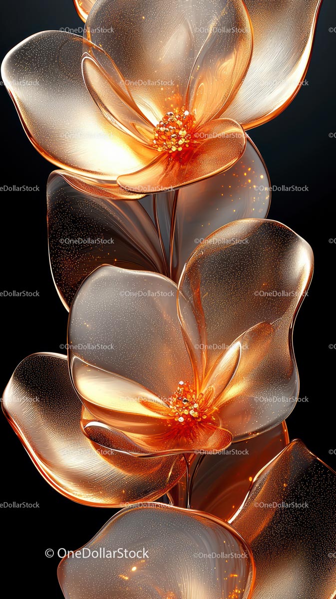 Elegant Glowing Orange Flowers with Sparkling Petals
