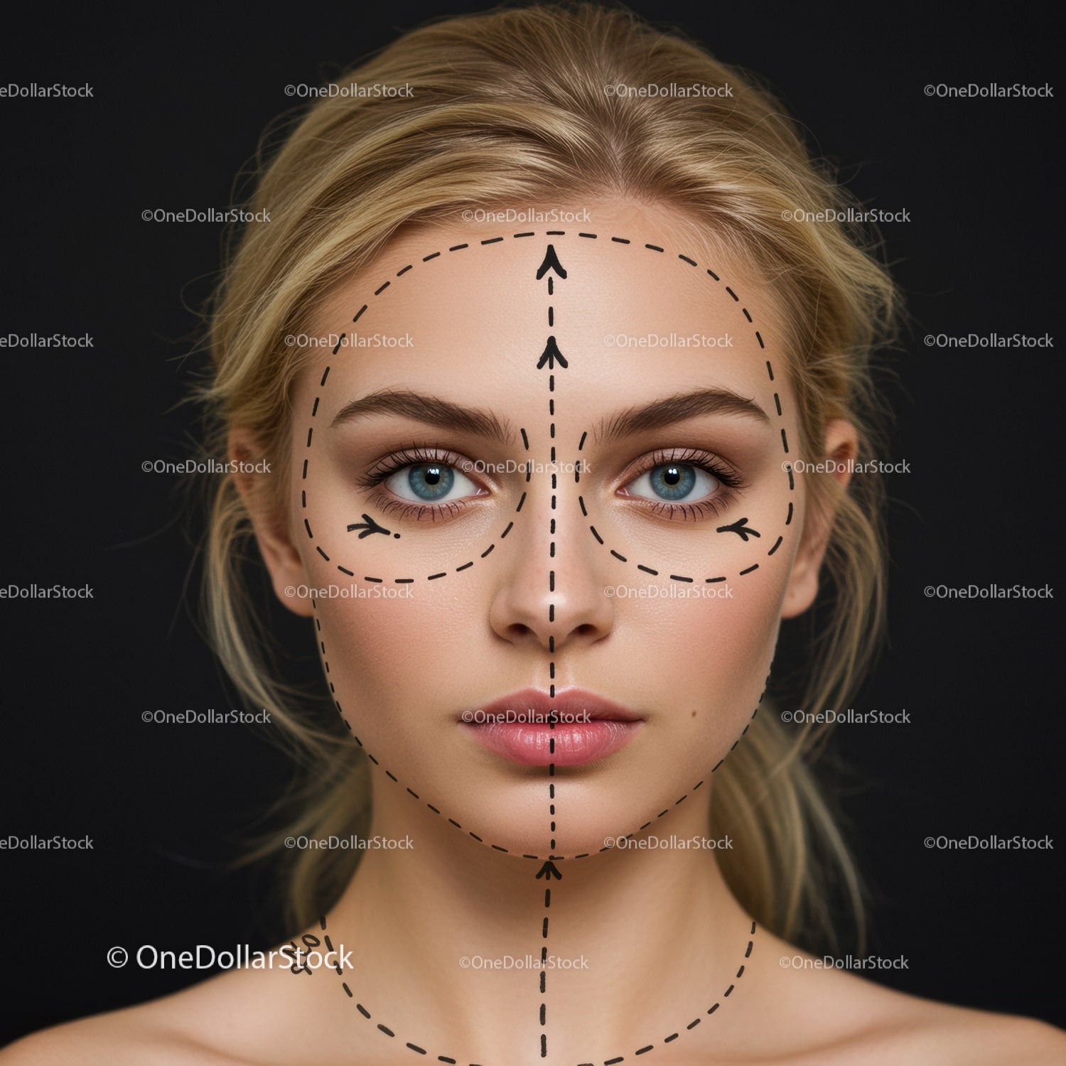 Facial Contouring and Skincare Concept Featuring a Young Woman