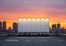 Modern Rooftop with City Skyline Sunset View