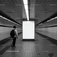 Modern Subway Tunnel with Person Walking in Urban Transit Environment