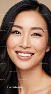 Smiling young Asian woman with radiant clear skin