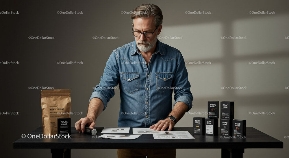 Stylish Businessman Engaged in Creative Product Design Process