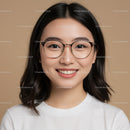 Smiling Young Woman with Glasses in Modern Portrait Photo