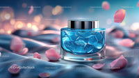 Elegant Glass Jar of Skincare with Pink Petals on Soft Fabric