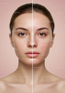 Split Face Showing Acne and Clear Skin Transformation
