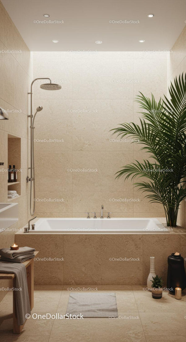 Elegant Modern Bathroom with Bathtub and Rainfall Shower