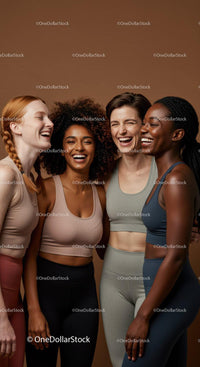 Diverse women sharing joyful moments in activewear