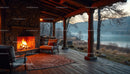 Rustic Lakeview Porch with Fireplace and Nature Surroundings