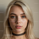 Beautiful Blonde Woman with Green Eyes and Blonde Hair in Natural Portrait