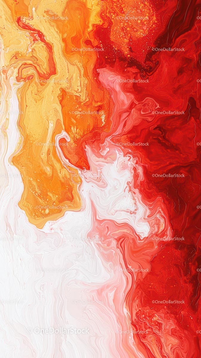 Abstract Fluid Art with Swirling Red and Orange Colors