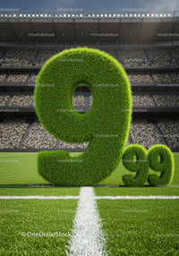 Green Grass Number Nine and Percentage on Football Field
