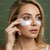 Young Woman Applying Eye Patches for Skin Rejuvenation